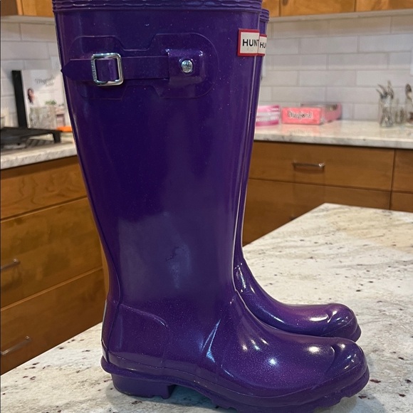 Hunter Glossy Sparkle Violet Boots - Picture 3 of 8